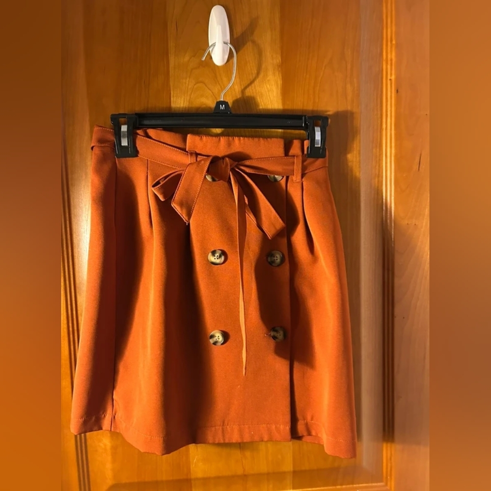 Primark A-Line Skirt in Rich Orange with Button Accents